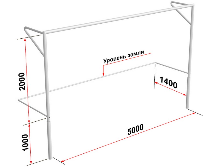 Ворота футбольные Glav с консолями для натяжения сетки, разборные (5х2 м) 15.101.1 933_700