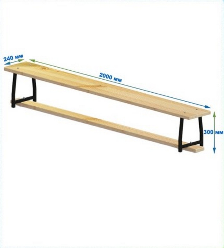 Скамейка гимнастическая 2000мм (щит дерево) ножки метал Dinamika 723_800