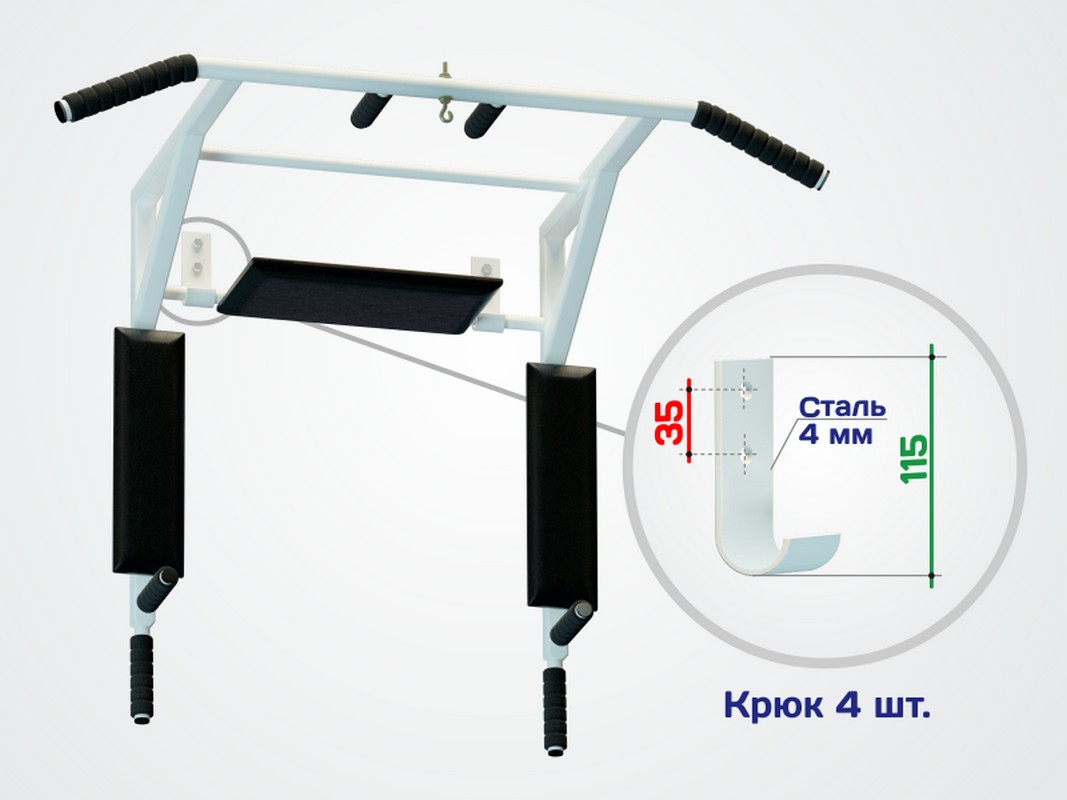 Турник настенный Spektr Sport 3 в 1 SP T3 Стоун серый 1067_800