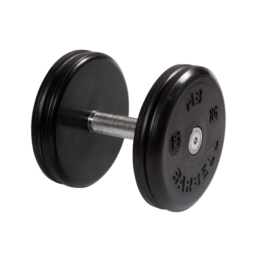 Гантель классик с вращающейся ручкой хром 15 кг MB Barbell MB-FdbEM-B15 1000_1000