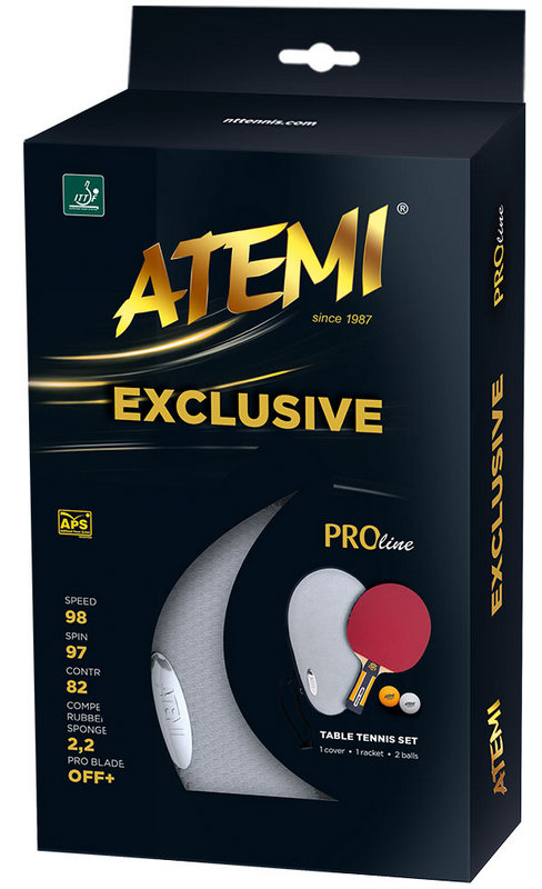 Набор для настольного тенниса Atemi Exclusive (1ракетка+чехол+2 мяча***) 488_800